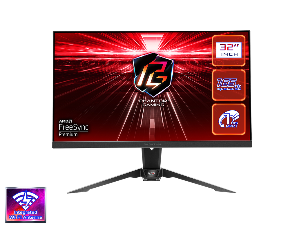 MONITOR GAMING ASROCK PHANTOM PG32QF2B, 31.5", 2K-QHD (2560X1440), 165HZ, 1MS, WIFI, AMD FREE.