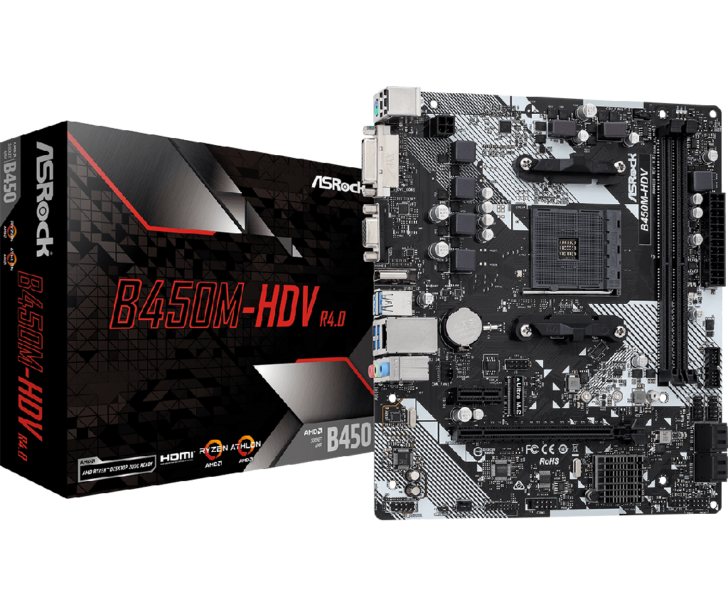 PLACA ASROCK B450M-HDV R4.0, AM4 AMD, 2 DIMM DDR4.