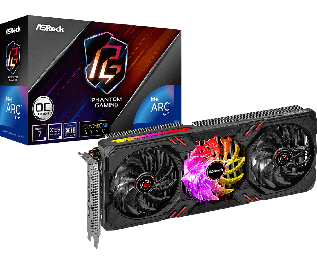 TARJETA GRAFICA ASROCK INTEL ARC A770 PHANTOM GAMING 16GB OC, DDR6, 256 BIT, PCIE 4.0 .