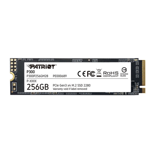 [COAPTVP300P256GM28] UNIDAD EN ESTADO SOLIDO PATRIOT P300 256GB M.2 2280, PCIE GEN 3 X4, NVME.