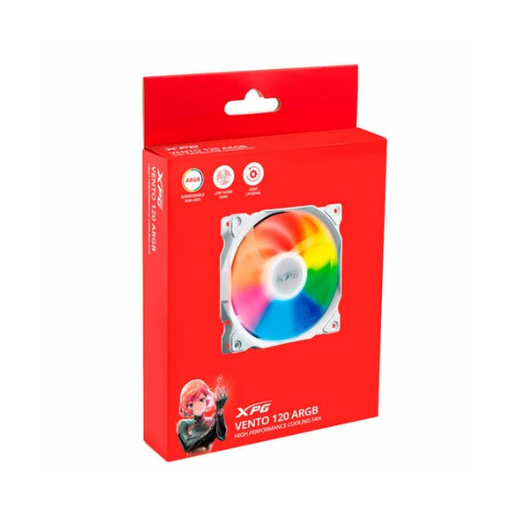 [COAADV75261280] VENTILADOR - ADATA XPG - VENTO120 BLANCO RGB  - DIMENSIONES 120 X 120 X 25MM - VELOCIDAD 1200 R.P.M.